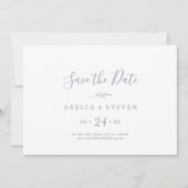 Minimale lebben | Dusty Blue Horizontal Save The Date (Voorkant)