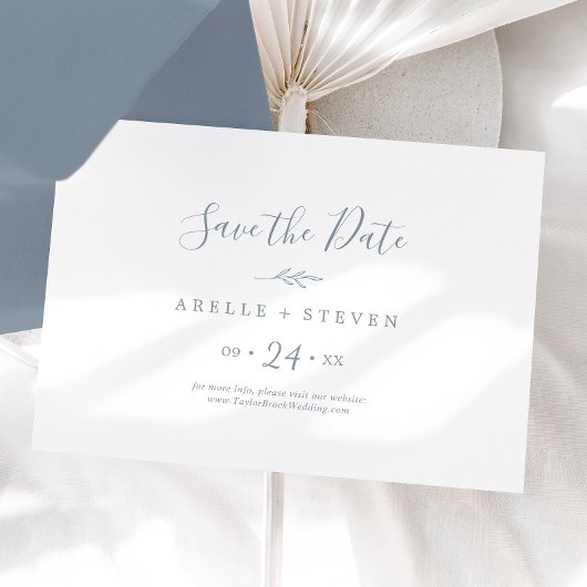 Minimale lebben | Dusty Blue Horizontal Save The Date