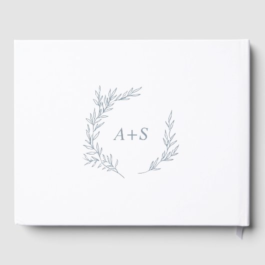 Minimale lebben | Dusty Blue Monogram Ruwelijk Gastenboek (Achterkant)