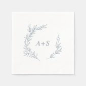 Minimale lebben | Dusty Blue Monogram Weddenschap Servet (Voorkant)