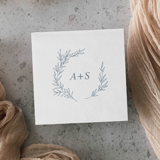 Minimale lebben | Dusty Blue Monogram Weddenschap Servet