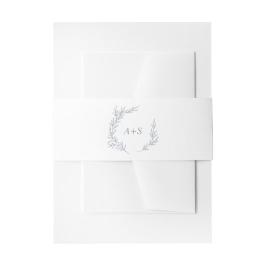 Minimale lebben | Dusty Blue Monogram Weddenschap Uitnodigingen Wikkel (Voorkant Voorbeeld)