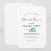 Minimale lebben | Dusty Blue Rehearsal Dinner Kaart (Voorkant / Achterkant)