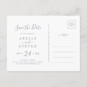 Minimale lebben | Dusty Blue Save the Date Uitnodiging Briefkaart (Achterkant)