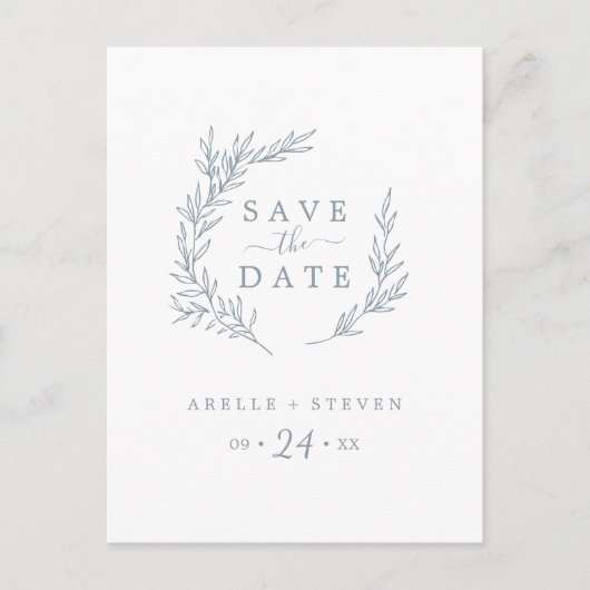 Minimale lebben | Dusty Blue Save the Date Uitnodiging Briefkaart (Voorkant)