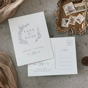 Minimale lebben Dusty Blue Save the Date Uitnodiging Briefkaart