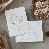 Minimale lebben | Dusty Blue Save the Date Uitnodiging Briefkaart