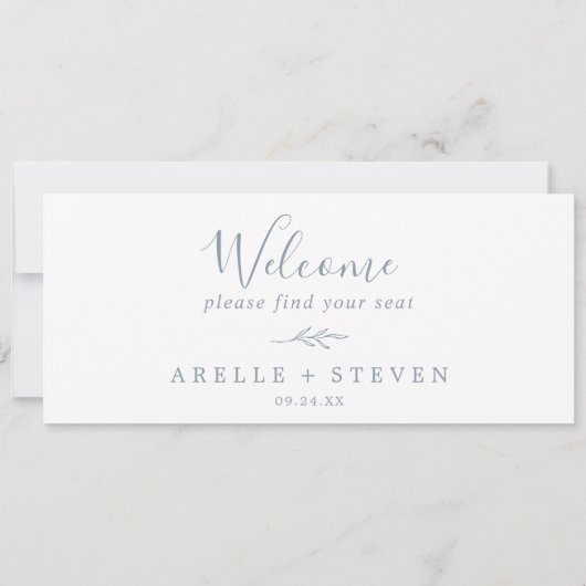 Minimale lebben | Dusty Blue Seating Chart Header (Achterkant)
