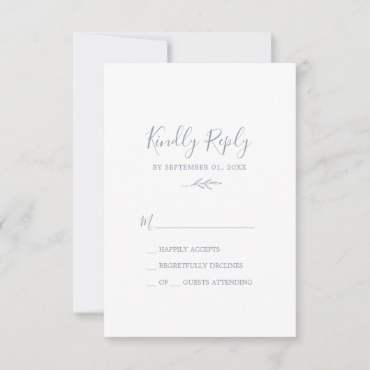 Minimale lebben | Dusty Blue Simple RSVP-kaart RSVP Kaartje (Voorkant)