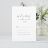 Minimale lebben | Dusty Blue Simple RSVP-kaart RSVP Kaartje (Staand voorkant)
