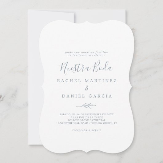 Minimale lebben | Dusty Blue Spain Nuestra Boda Kaart (Voorkant)