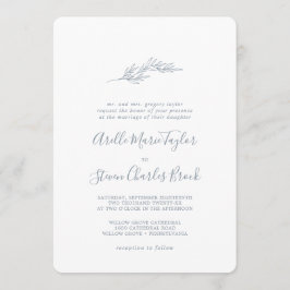 Minimale lebben | Dusty Blue Traditional Wedding Kaart