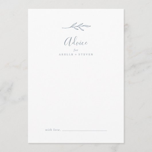 Minimale lebben | Dusty Blue Wedding Advieskaart (Voorkant)