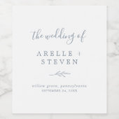 Minimale lebben | Dusty Blue Wedding Wijn Etiket (Enkel label)