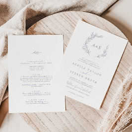 Minimale lebben | Dusty Paars all in one Wedding Kaart