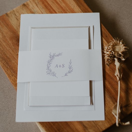 Minimale lebben | Dusty Paars Monogram Weddenschap Uitnodigingen Wikkel