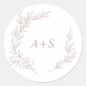 Minimale lebben | Dusty Roos Monogram Envelope Sea Ronde Sticker (Voorkant)