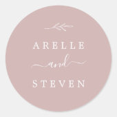 Minimale lebben | Dusty Roos Wedding Envelope-zege Ronde Sticker (Voorkant)