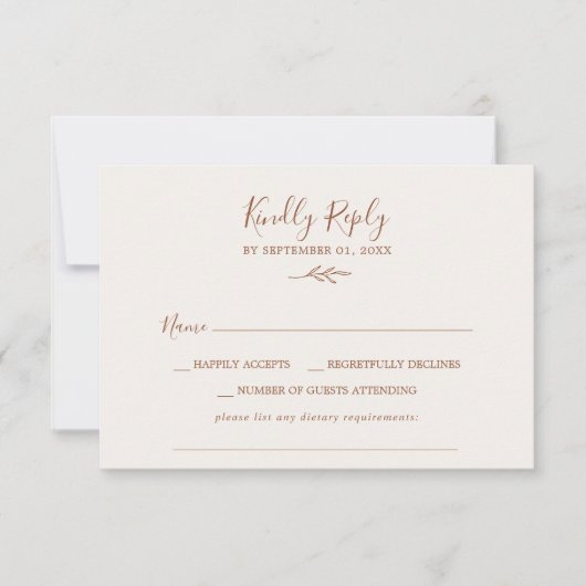 Minimale lebben | Eis van Boho Cream-voeding RSVP Kaartje (Voorkant)