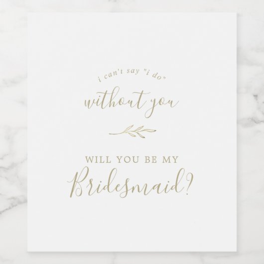 Minimale lebben | Gold Bridesmaid-voorstel Wijn Etiket (Enkel label)