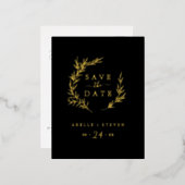 Minimale lebben | Gold Foil Black Save the Date Folie Uitnodiging Briefkaart (Voorkant / Achterkant)