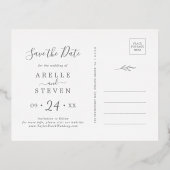 Minimale lebben | Gold Foil Emerald Save the Date Folie Uitnodiging Briefkaart (Achterkant)
