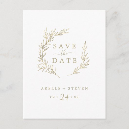 Minimale lebben | Gold Save the Date Uitnodiging Briefkaart (Voorkant)