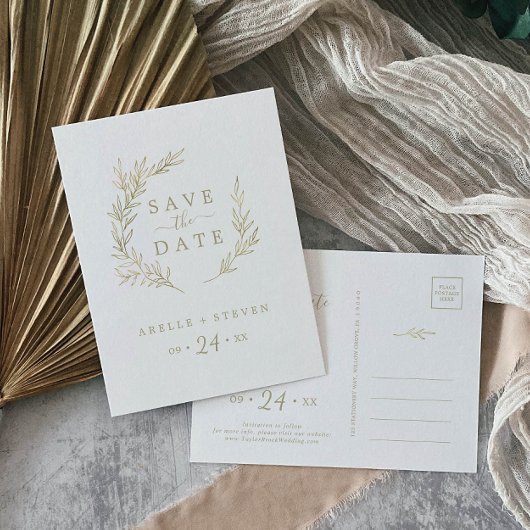Minimale lebben | Gold Save the Date Uitnodiging Briefkaart