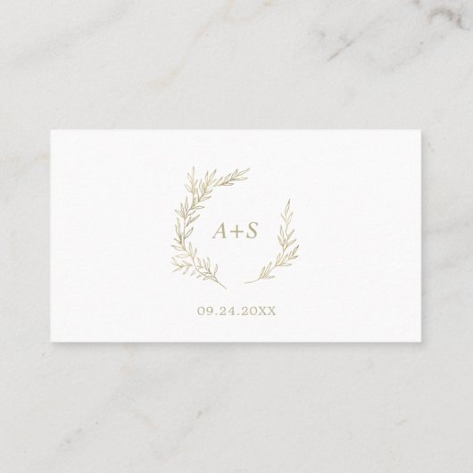 Minimale lebben | Goud platte bruiloft Plaatskaartje (Achterkant)