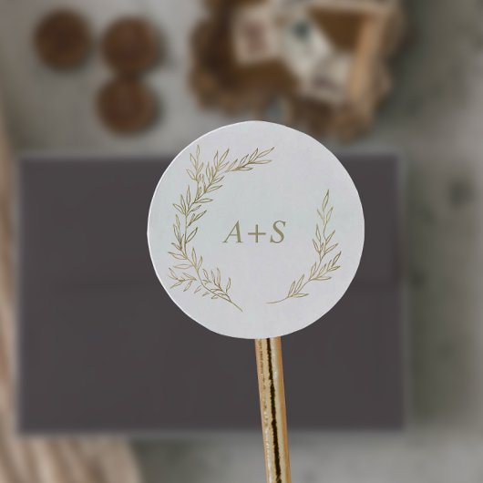 Minimale lebben | Goudmonogram envelop Ronde Sticker