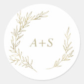 Minimale lebben | Goudmonogram envelop Ronde Sticker (Voorkant)