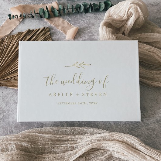 Minimale lebben | Goudmonogram rugbruiloft Gastenboek