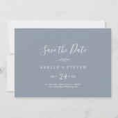 Minimale lebben | Horizontaal blauw en wit Save The Date (Voorkant)