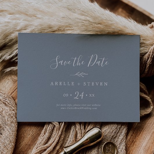 Minimale lebben | Horizontaal blauw en wit Save The Date