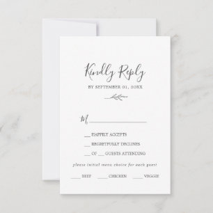 Minimale lebben   Keuze uit donkergrijs menu RSVP-