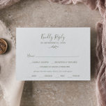 Minimale lebben | Keuze uit RSVP-kaart voor Olive  RSVP Kaartje<br><div class="desc">Deze minimale olijfgroene menukeuze voor RSVP-kaart is perfect voor een boho bruiloft. Het ontwerp is voorzien van een eenvoudig groen bladsilhouet in olijfgroen met een minimalistische Bohemen-stijl in de bergen. Deze trouwreactiekaart vraagt gasten gemakkelijk welk eten ze willen bij je receptie.</div>
