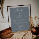 Minimale lebben | Menu Blauwe en witte Drinken Poster<br><div class="desc">Dit minimale bladblauw en witte bruiloft drinken menu poster is perfect voor een elegante bruiloft. Het ontwerp is voorzien van een eenvoudig groen silhouet in wit op een stoffige blauwe achtergrond met een klassieke minimalistische stijl.</div>