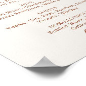 Minimale lebben | Menu Boho Cream Wedding Drinken Poster (Hoek)