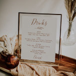 Minimale lebben | Menu Boho Cream Wedding Drinken Poster<br><div class="desc">Dit minimale blaadboho crèmekleurensymbool drink het menu poster is perfect voor een boho bruiloft. Het ontwerp is voorzien van een eenvoudig groen bladsilhouet in een aardig verbrand sinaasappel op een crèmeachtergrond met een minimalistische woestijnbohse stijl.</div>