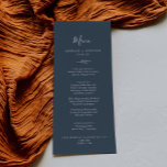 Minimale lebben | Menu Slate Blue Wedding Dinner<br><div class="desc">Deze minimale blaadblauw bruinbruidetenkaart is perfect voor een elegante bruiloft. Het ontwerp is voorzien van een eenvoudig groen silhouet in een donkergrijs blauw met een klassieke minimalistische stijl. Dit menu kan voor een trouwreceptie,  een repetitief diner,  of om het even welke gebeurtenis worden gebruikt.</div>