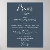 Minimale lebben | Menu Slate Blue Wedding Drinken Poster (Voorkant)