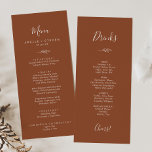 Minimale lebben | Menu Terracotta Dinner and Drink<br><div class="desc">Dit minimale bladdiner en de drink-menukaart is perfect voor een boho bruiloft. Het ontwerp is voorzien van een eenvoudig groen bladsilhouet in een stevig, verbrand sinaasappel met een minimalistische woestijnbohse stijl. Dit menu kenmerkt het dinermenu aan één kant en het menu van drinken op de rug. Het kan gebruikt worden...</div>