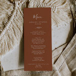 Minimale lebben | Menu Terracotta Wedding Dinner<br><div class="desc">Deze minimale blaadje van het dinermenu van de terracotta bruiloft is perfect voor een boho bruiloft. Het ontwerp is voorzien van een eenvoudig groen bladsilhouet in een stevig, verbrand sinaasappel met een minimalistische woestijnbohse stijl. Dit menu kan voor een trouwreceptie, een repetitief diner, of om het even welke gebeurtenis worden...</div>