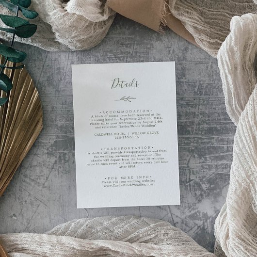 Minimale lebben | Olijfgroen — Gegevens Informatiekaartje