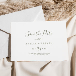 Minimale lebben Olijfgroen horizontaal Save The Date