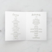 Minimale lebben | Olive Green Folded Wedding Progr Programma (Binnen)
