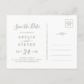 Minimale lebben | Olive Green Save the Date Uitnodiging Briefkaart (Achterkant)