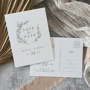 Minimale lebben   Olive Green Save the Date Uitnodiging Briefkaart