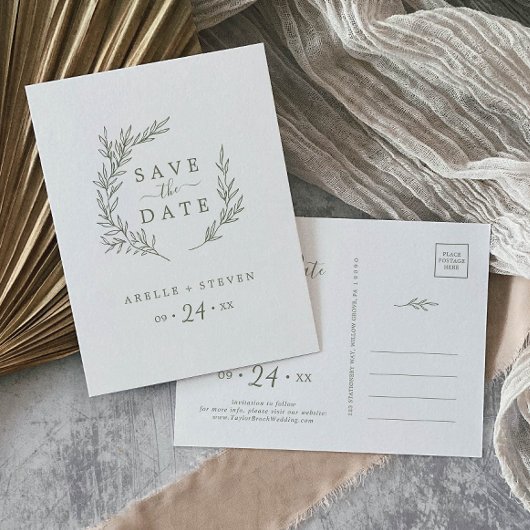 Minimale lebben | Olive Green Save the Date Uitnodiging Briefkaart