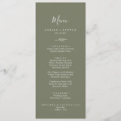 Minimale lebben | Olive Green Weddenrenmenu Menu (Voorkant)